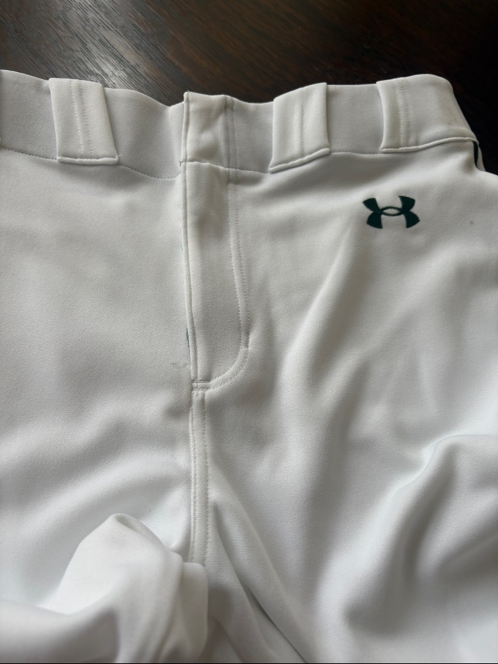 Under Armour Kids White Baseball Pants with Green Logo